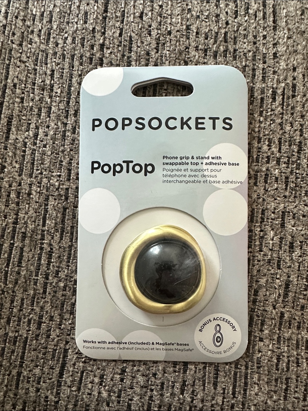 PopSocket PopTop Gold and Black Swappable Phone Grip - New in box